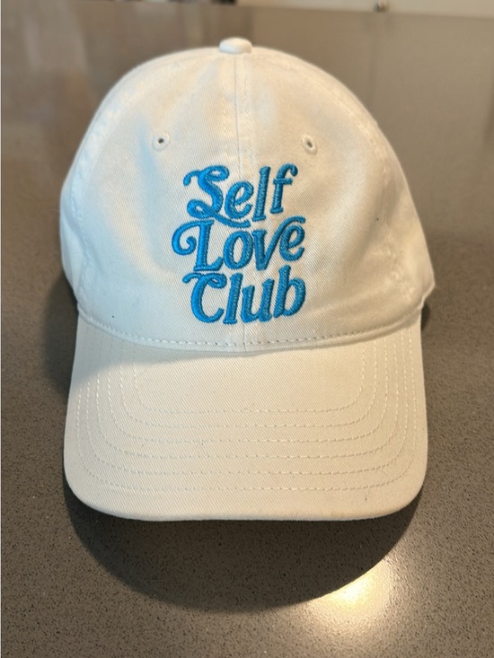 Target Accessories - Target White Baseball Cap with Blue "Self Love Club" Embroidery